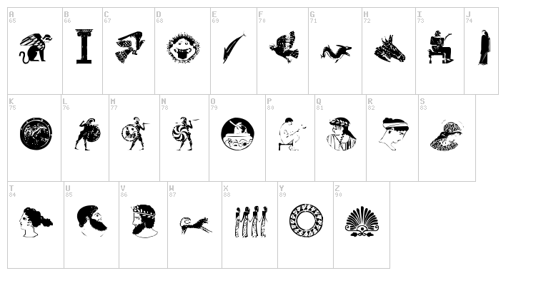 Greek 1 font map