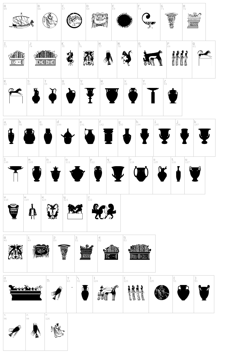 Greek Art font map