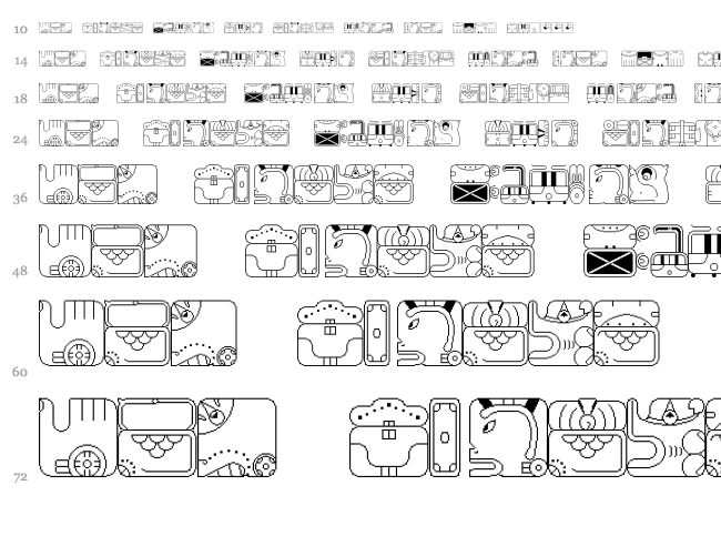 Maya Calendric font waterfall