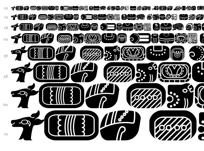 Mayan Glyphs font waterfall