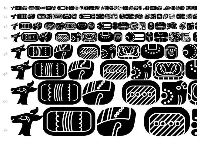 Mayan Glyphs font waterfall