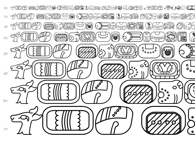 Mayan Glyphs font waterfall