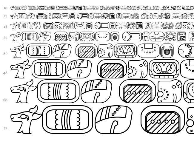 Mayan Glyphs font waterfall