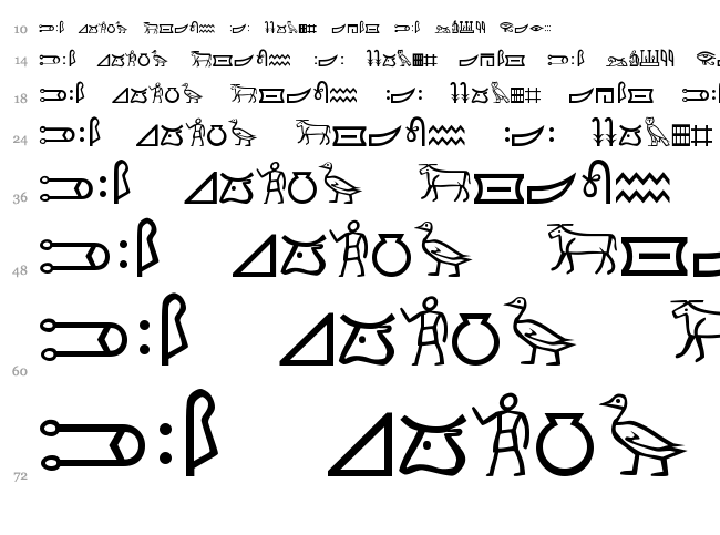 Meroitic Hieroglyphics font waterfall