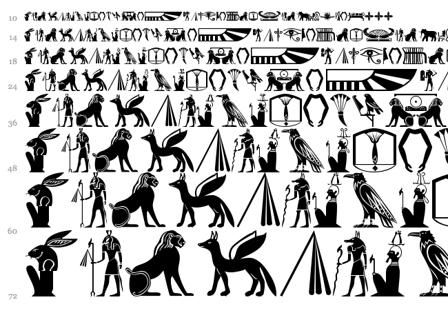 Old Egypt Glyphs font waterfall