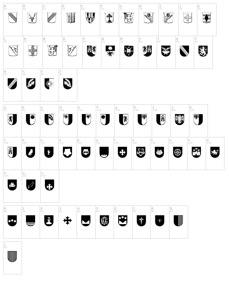 Wappen font map