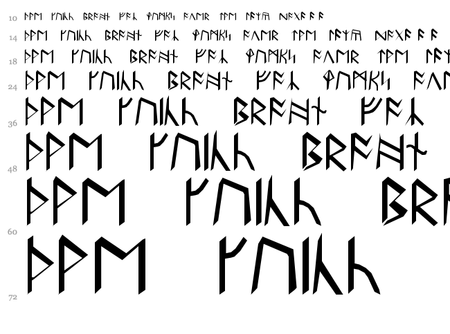 Britannian Runes font waterfall