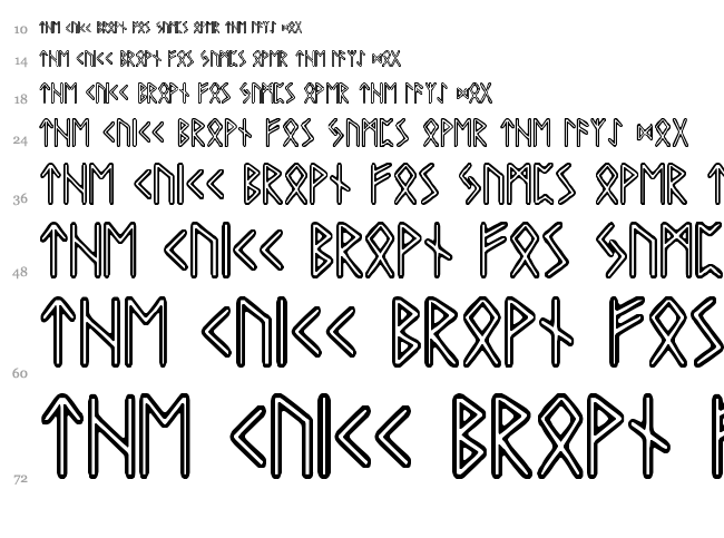 Graip Runic font waterfall