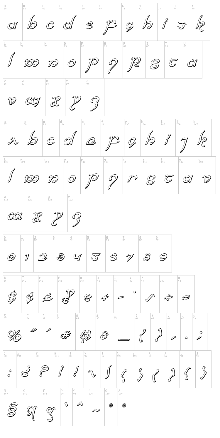 Half-Elven font map