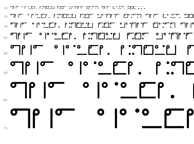 Nyctographic font waterfall