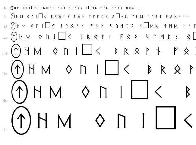 Pi Rho Runestones font waterfall