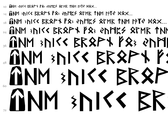 Runes font waterfall
