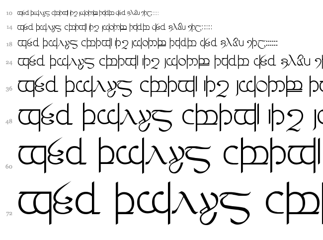Tengwar 3+4+5 font waterfall