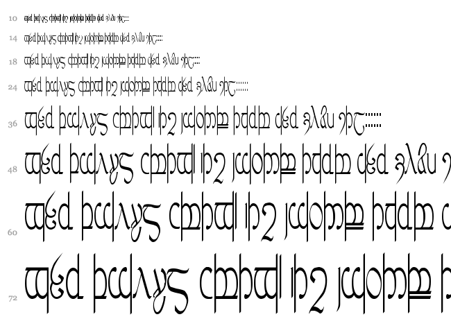 Tengwar 3+4+5 font waterfall