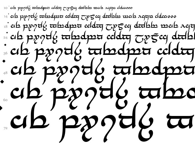 Tengwar Annatar font waterfall