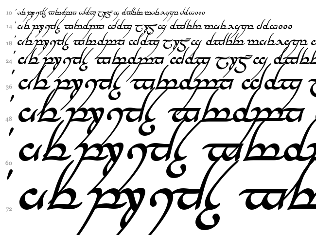 Tengwar Annatar font waterfall