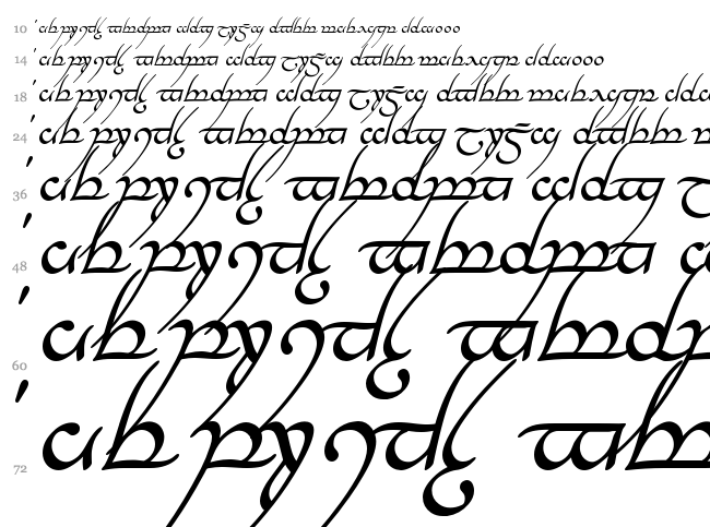Tengwar Annatar font waterfall