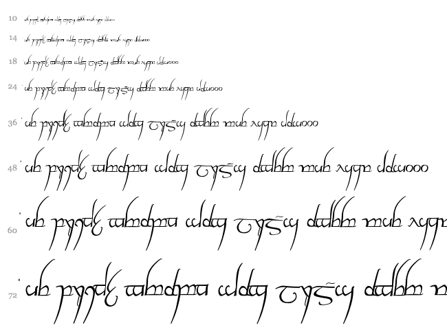 Tengwar Cursive font waterfall