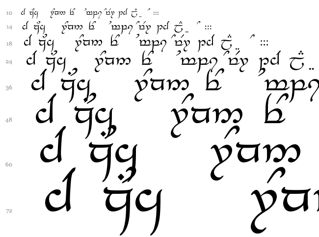 Tengwar Elesil font waterfall