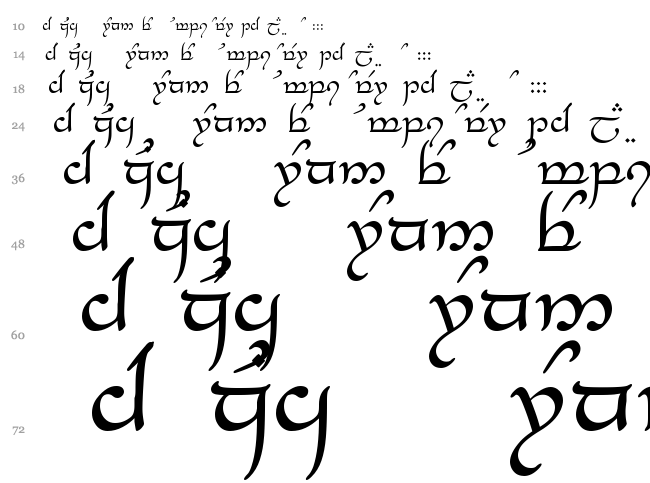Tengwar Elesil font waterfall