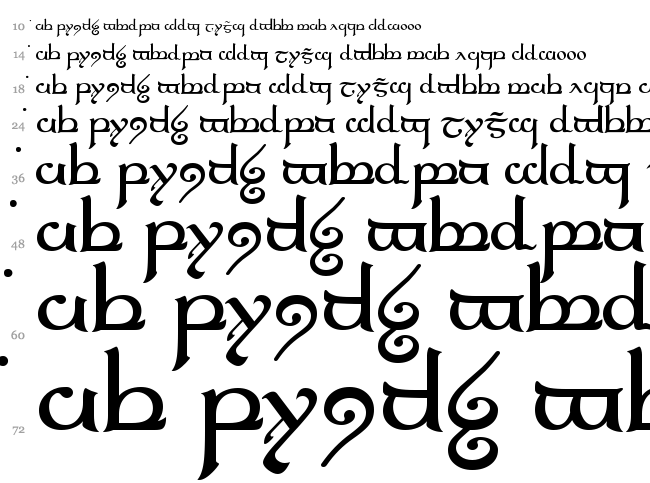 Tengwar Elfica font waterfall