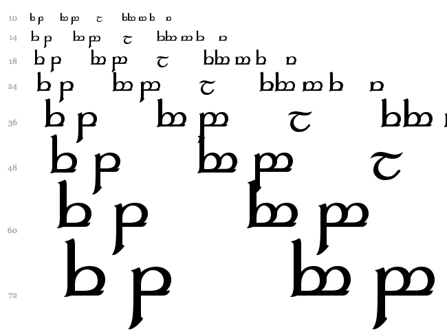 Tengwar Elfica font waterfall