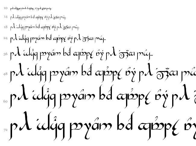 Tengwar Gandalf font waterfall
