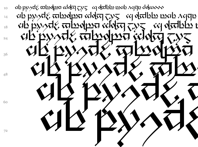 Tengwar Noldor font waterfall