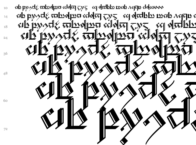 Tengwar Noldor font waterfall