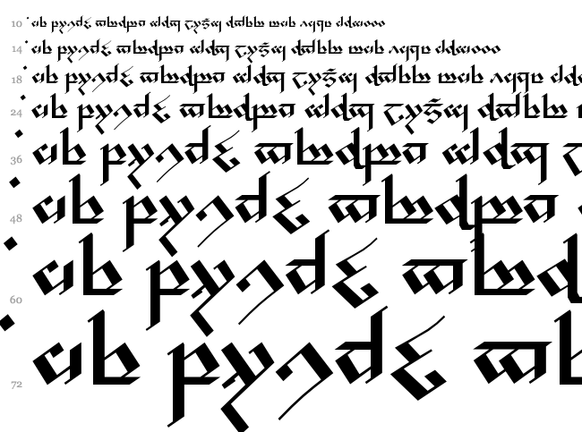 Tengwar Noldor font waterfall