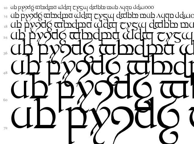 Tengwar Quenya font waterfall