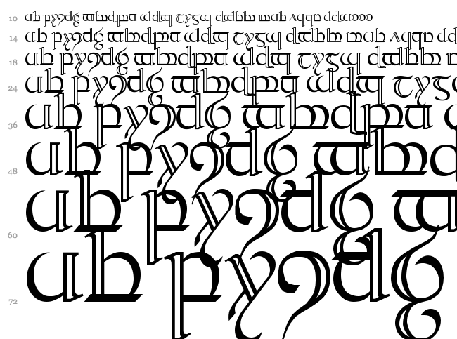 Tengwar Quenya font waterfall