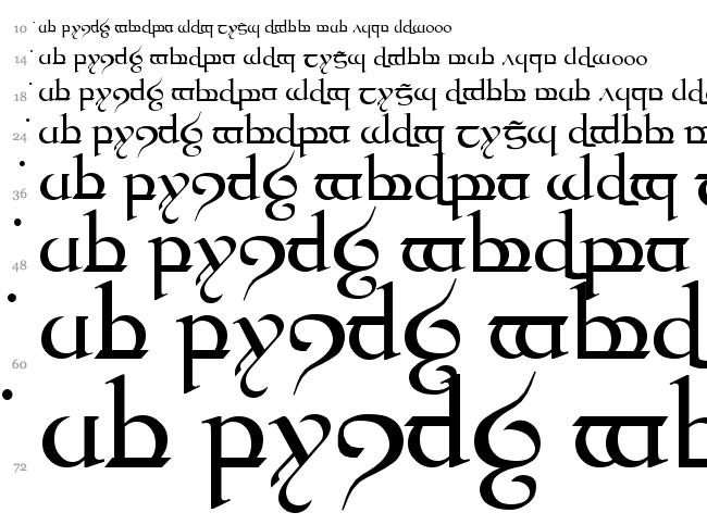 Tengwar Quenya font waterfall