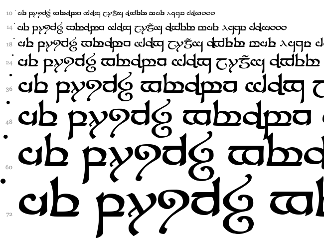 Tengwar Sindarin font waterfall