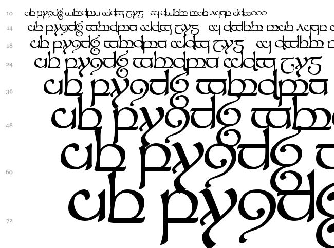 Tengwar Sindarin font waterfall