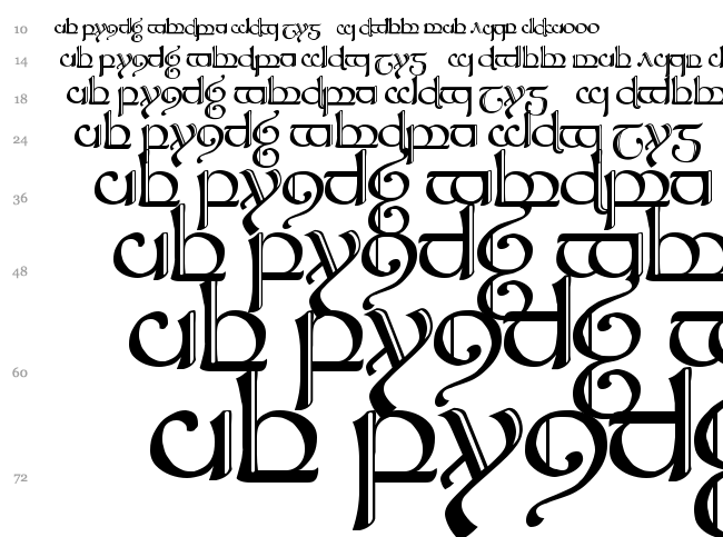 Tengwar Sindarin font waterfall