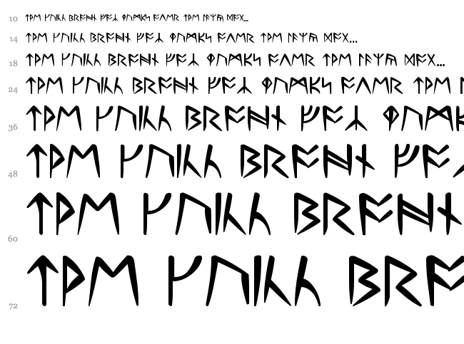 Ultima Runes font waterfall