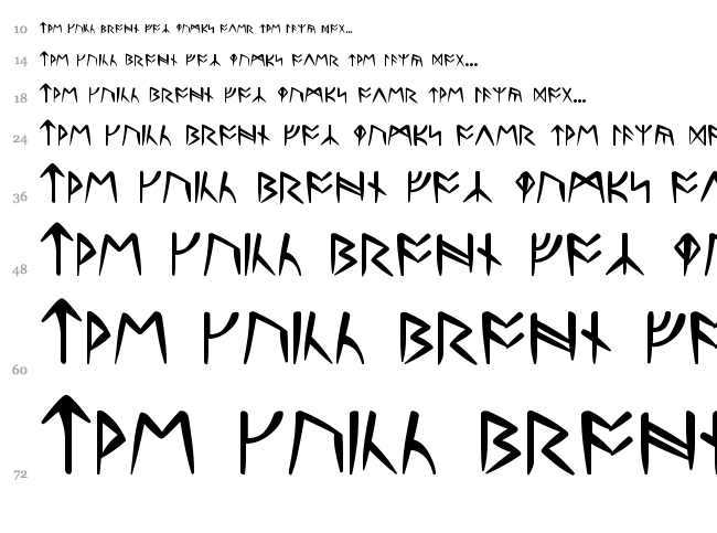 Ultima Runes font waterfall