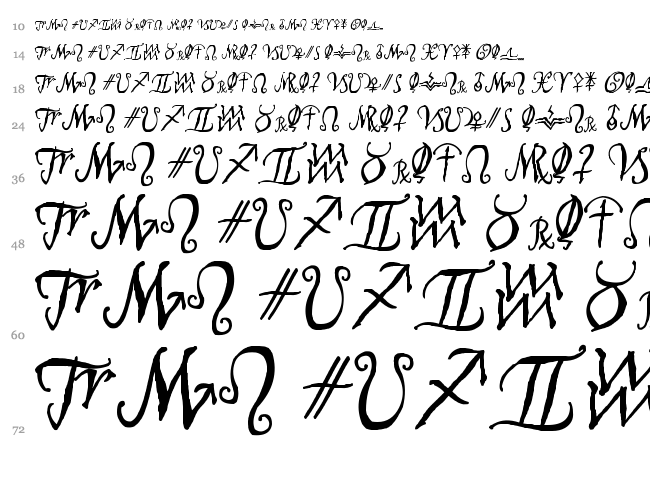 Astro Script font waterfall