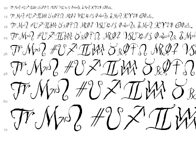 Astro Script font waterfall