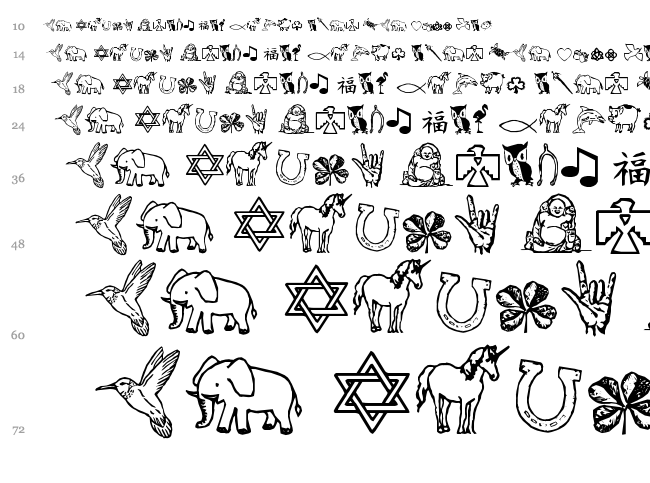 Charming Symbols font waterfall