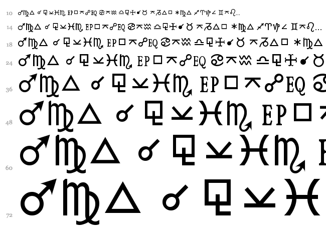 HamburgSymbols font waterfall