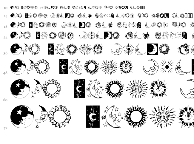Sun and Moon font waterfall