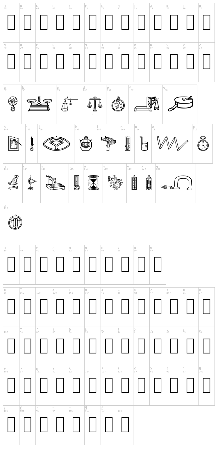 The Happy Medium font map