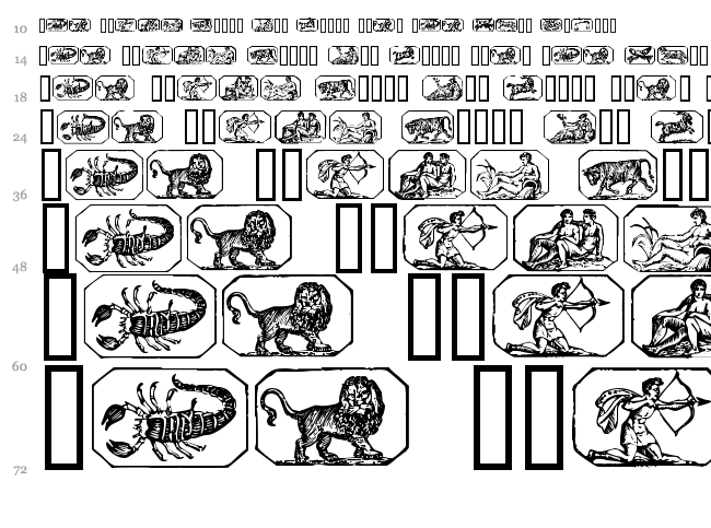 Zodiac 00 font waterfall