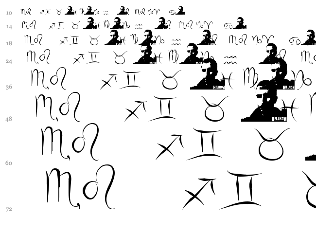 Zodiac Hellron font waterfall