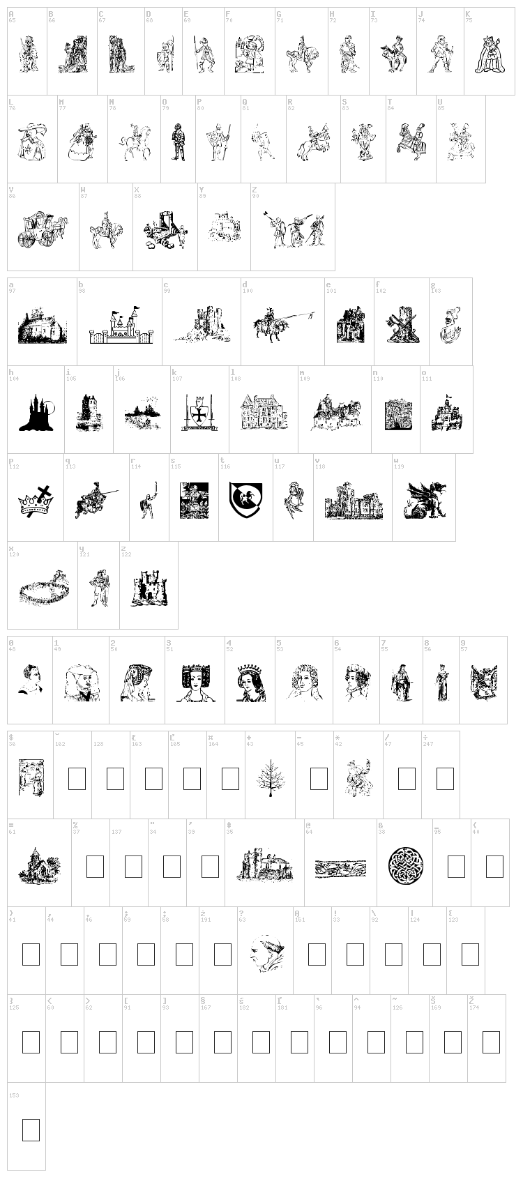 001 Medieval Daze font map