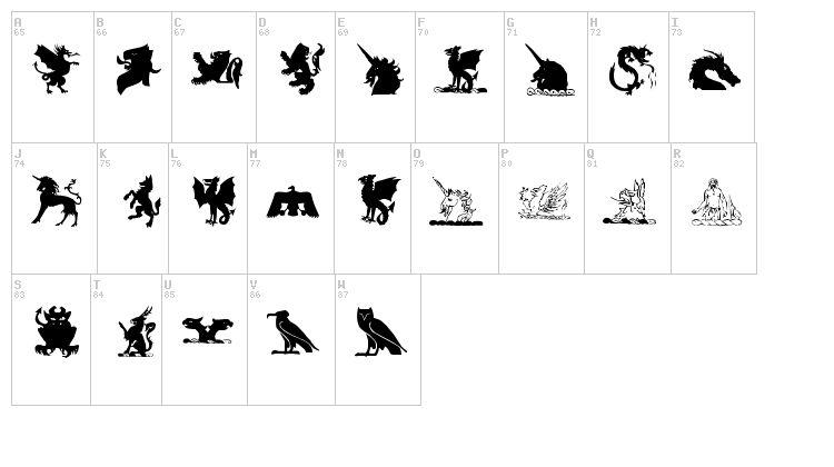 LP Myth font map
