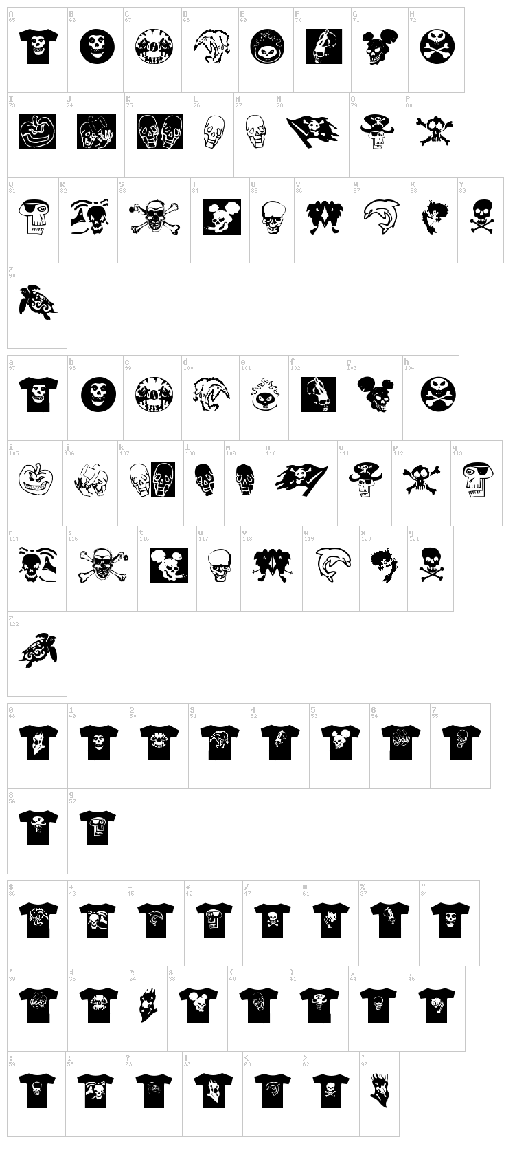 At Last A Tshirt font map