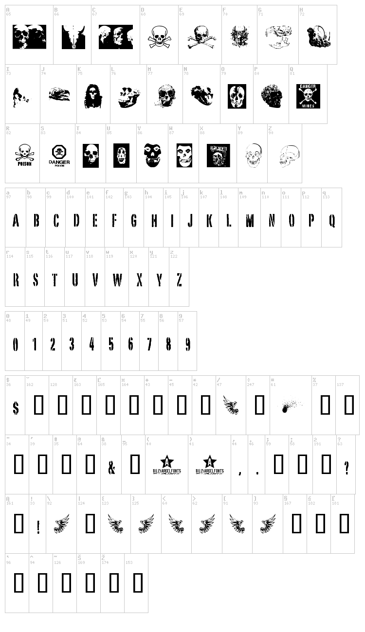 Skull TS 2 font map